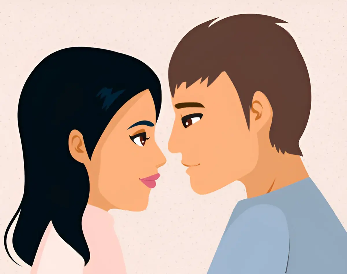 Portrait Of Romantic Man And Woman Illustration